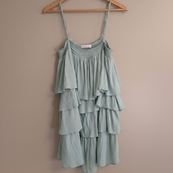Mustard Seed Mint Tiered Ruffle Mini Dress - Size Medium - Picture 2 of 4